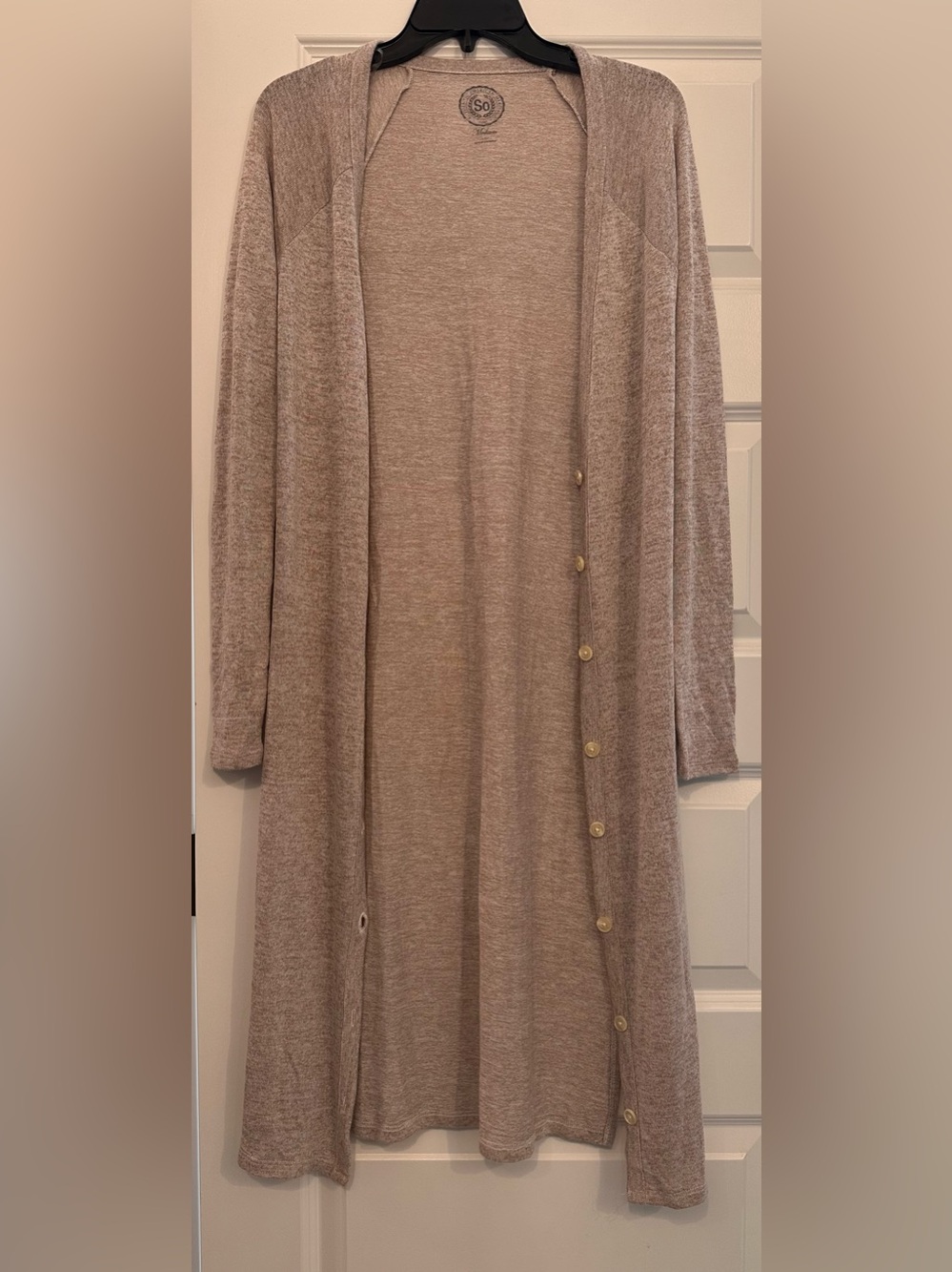 SO Light Taupe Button-Front Women’s Cardigan